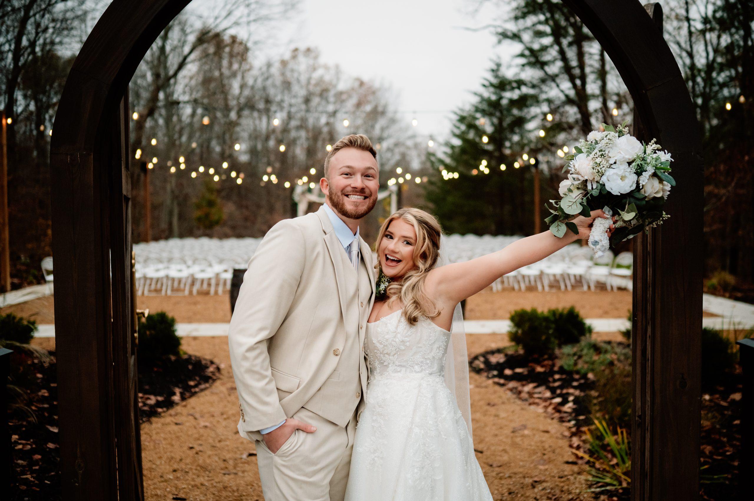 Bride & Groom with Confetti