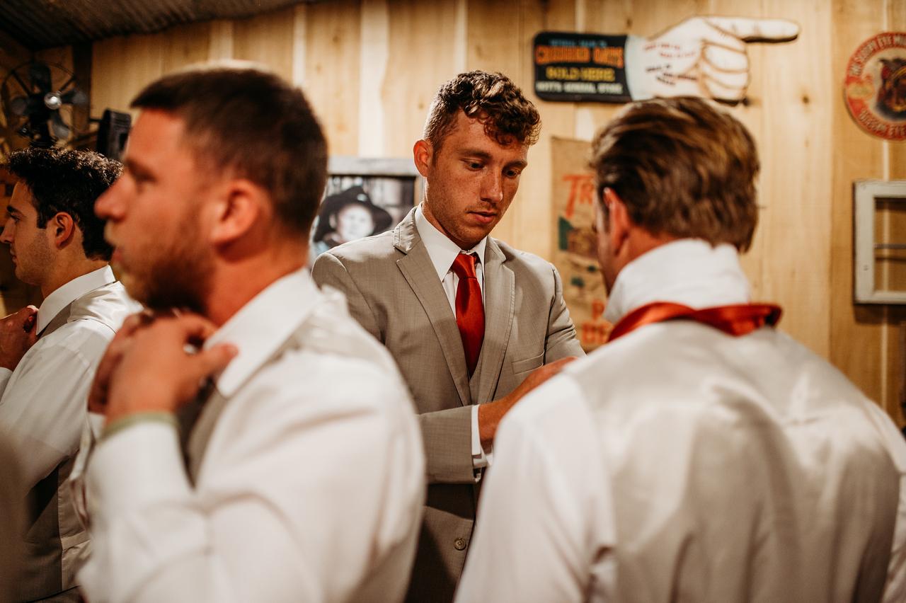 Nashville Barn Wedding-11 Groom Adjusting Tie